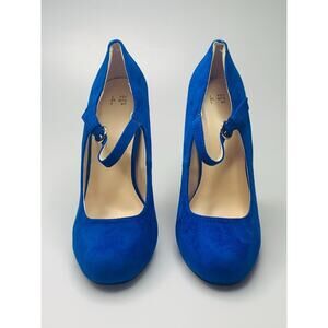 New Women’s Mary Jane High Heel Ankle Strap Blue Ladies Party Shoes Size 7